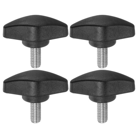 Uxcell 4 Packs M6 x 14mm Male Thread Tee Wing Knobs Thumb Screw Clamping Knobs Grip Black