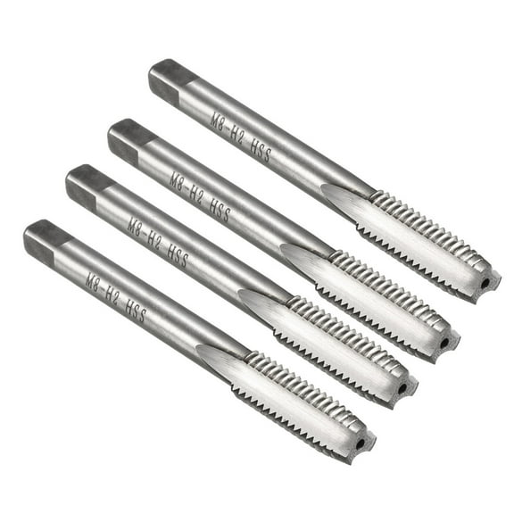 Uxcell 4 Packs M8 x 1.25 H2 High Speed Steel Straight Flutes Metric Machine Screw Thread Taps