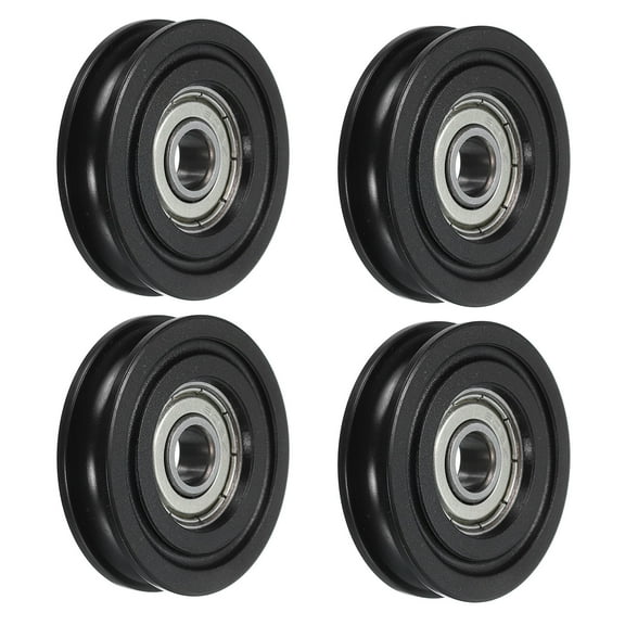 Uxcell 4 Packs U608ZZ Nylon Pulley U-Groove Ball Bearing 8x40x10mm U Groove Roller Wheel (GCr15) Chrome Steel Bearings