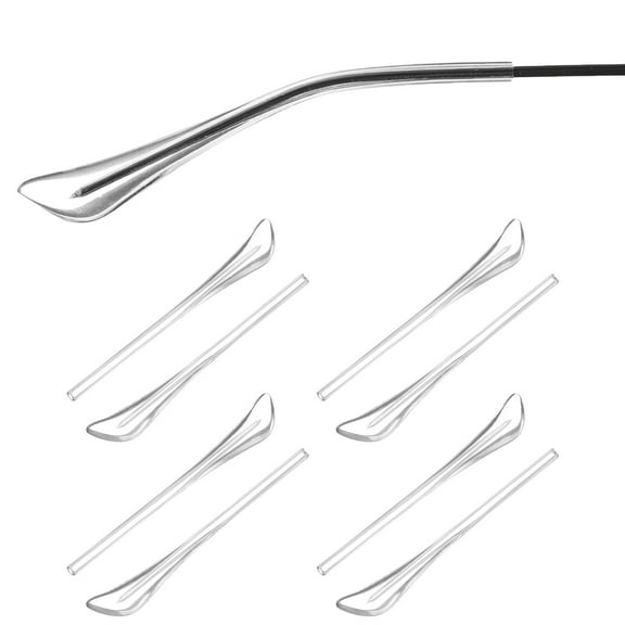 Uxcell 4 Pairs Eye Glass Replacement Temples, Plastic Anti-Slip Eyeglass End Tips Glasses Retainers Fits 1.4mm for Round Thin Metal Eyeglass Sunglasses Temple, Style2 Clear