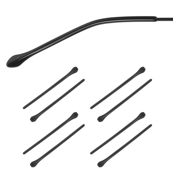 Uxcell 4 Pairs Eye Glass Replacement Temples, Plastic Anti-Slip Eyeglass End Tips Glasses Retainers Fits 1.4mm for Round Thin Metal Eyeglass Sunglasses Temple, Style1 Black