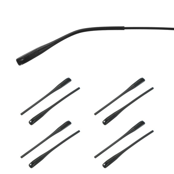 Uxcell 4 Pairs Eye Glass Replacement Temples, Silicone Anti-Slip Eyeglass End Tips Glasses Retainers Fits 1.4mm for Round Thin Metal Eyeglass Sunglasses Temple, Black