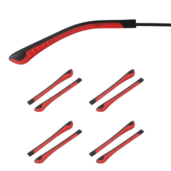 Uxcell 4 Pairs Eye Glass Replacement Temples, Silicone Anti-Slip Eyeglass End Tips Glasses Retainers Fits 1x2mm for Rectangle Thin Metal Eyeglass Sunglasses Temple, Red