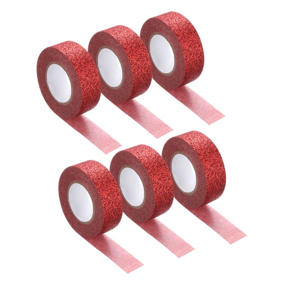 Uxcell 4 Pcs 0.6 Inch x 5.5 Yards Glitter Washi Tape Red Crafting Tape Glitter Masking Tape Decorative Tape