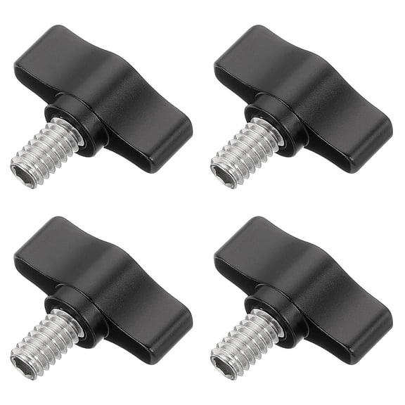 Uxcell 4 Pcs 1/4" - 10.8 Thumb Screw, 304 Stainless Steel Threaded Knurled Thumbscrew