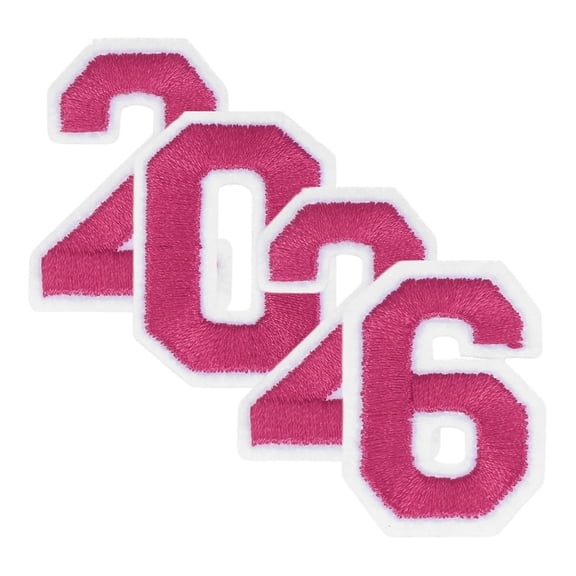 Uxcell 4 Pcs 1.46" Pink 2026 Chenille Number Patches, Chenille Iron-on Number Patches for DIY Jackets Backpacks Hats Jeans Embroidered Applique 2026 Graduation Decor, Felt