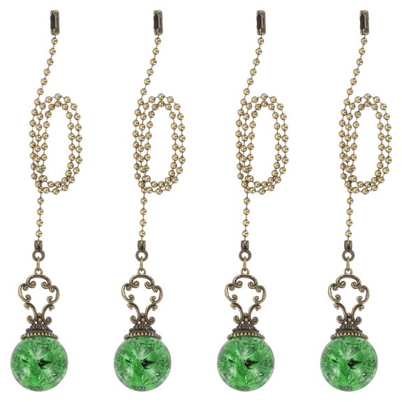 Uxcell 4 Pcs 15" Crystal Ceiling Fan Pull Chain, Green ( Ball)