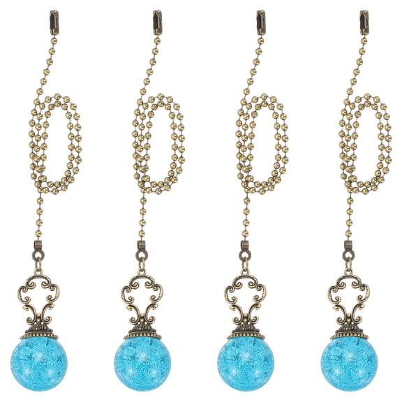 Uxcell 4 Pcs 15" Crystal Ceiling Fan Pull Chain, Lake Blue ( Ball)