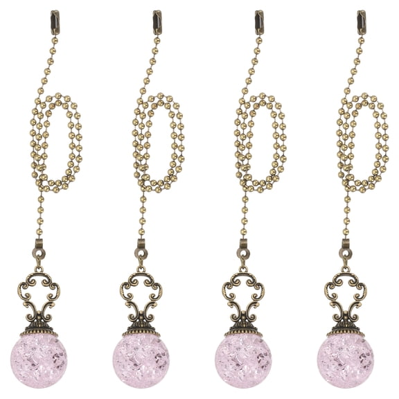Uxcell 4 Pcs 15" Crystal Ceiling Fan Pull Chain, Pink ( Ball)