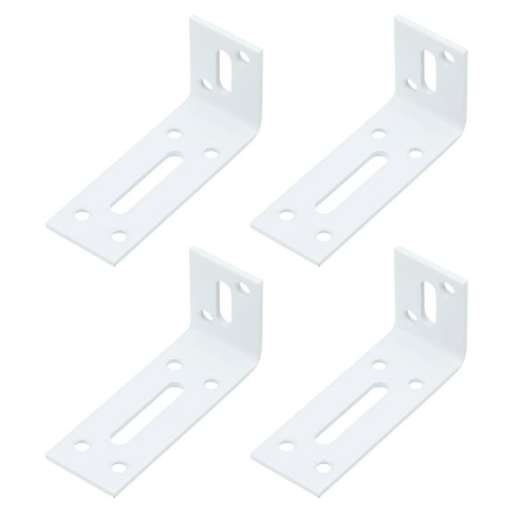 Uxcell 4 Pcs 3 3/20" Adjustable L Bracket with Slot Floating Shelf Bracket Right Angle Braces, White