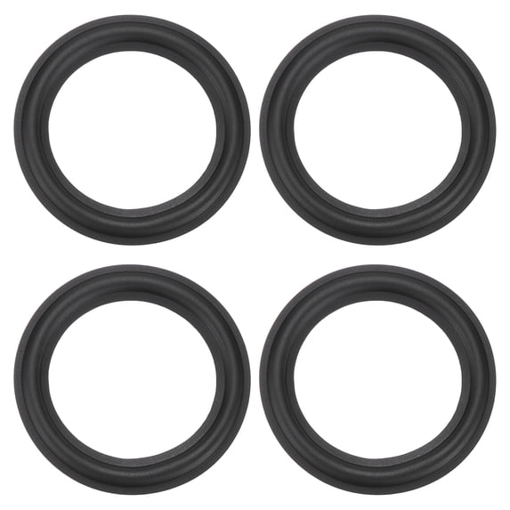Uxcell 4 Pcs 3.5 Inch Rubber Speaker Edge Surround Rings 89x62mm(IDxOD) Perforated Subwoofer Rings Replacement Parts for Speaker Repair or DIY, Black