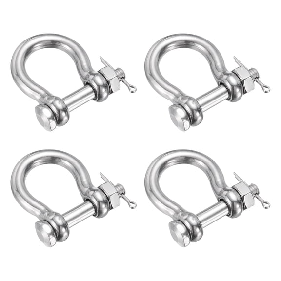 Uxcell 4 Pcs 3/8" 304 Stainless Steel Marine Grade Bow Shape Ring Shackles