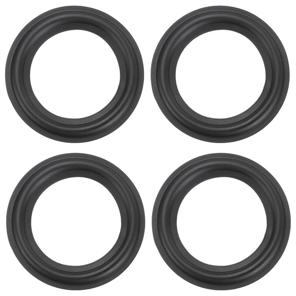 Uxcell 4 Pcs 3 Inch Rubber Speaker Edge Surround Rings 74.5x48.5mm(IDxOD) Perforated Subwoofer Rings Replacement Parts for Speaker Repair or DIY, Black