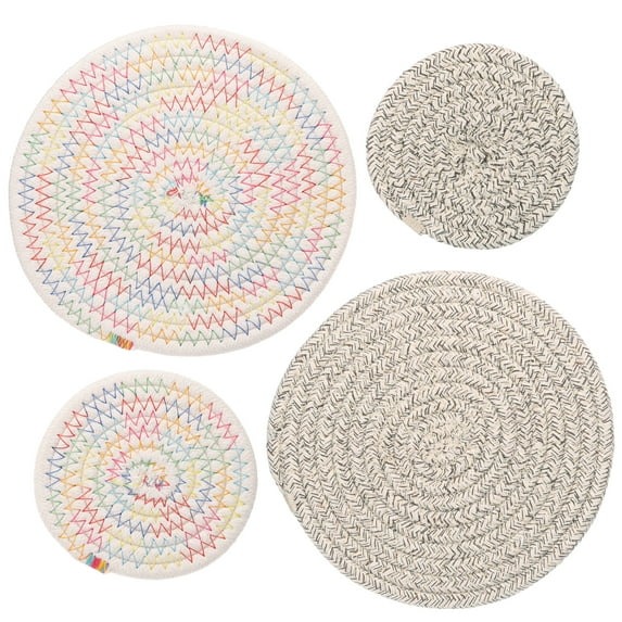 Uxcell 4 Pcs 4 Inch 7 Inch Plant Coasters Mat Pot Holders Plant Saucer White & Color & Linen Color
