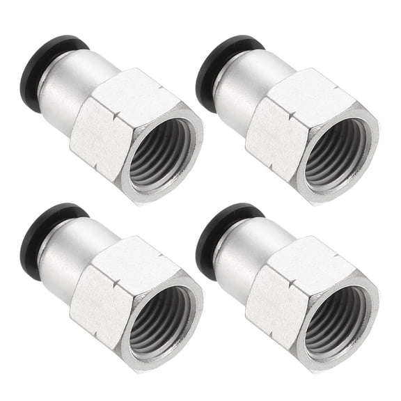 Uxcell 4 Pcs 8mm OD Tube to 1/4 Inch NPT Female Thread Push to Connect Fittings