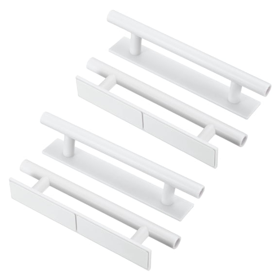 Uxcell 4 Pcs Adhesive Cabinet Handles, 5.9" Self-Stick Drawer Handle, No Drill Plastic Cabinet Knobs Helper for Closet, Sliding Shower Door, Window, Wardrobe, White