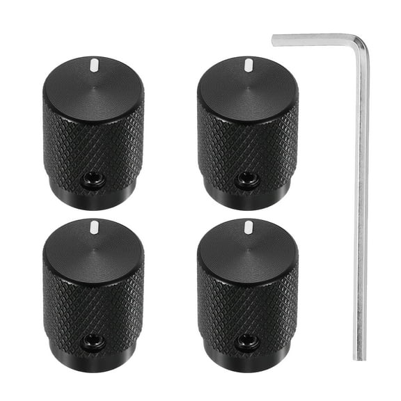 Uxcell 4 Pcs Aluminium Potentiometer Knobs, 1/4"(6mm) IDx1/2"(12.5mm) ODx5/8"(16mm) Height Universal Volume Tone Control Knobs for Guitar, Bass, Oval Indicator, Matte Black