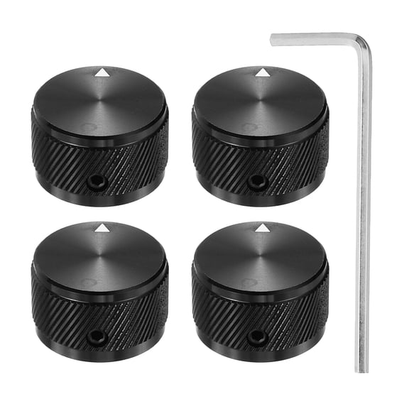 Uxcell 4 Pcs Aluminium Potentiometer Knobs, 1/4" (6mm) Universal Volume Tone Control Knobs for Guitar, Bass, Twill 5/8" Black