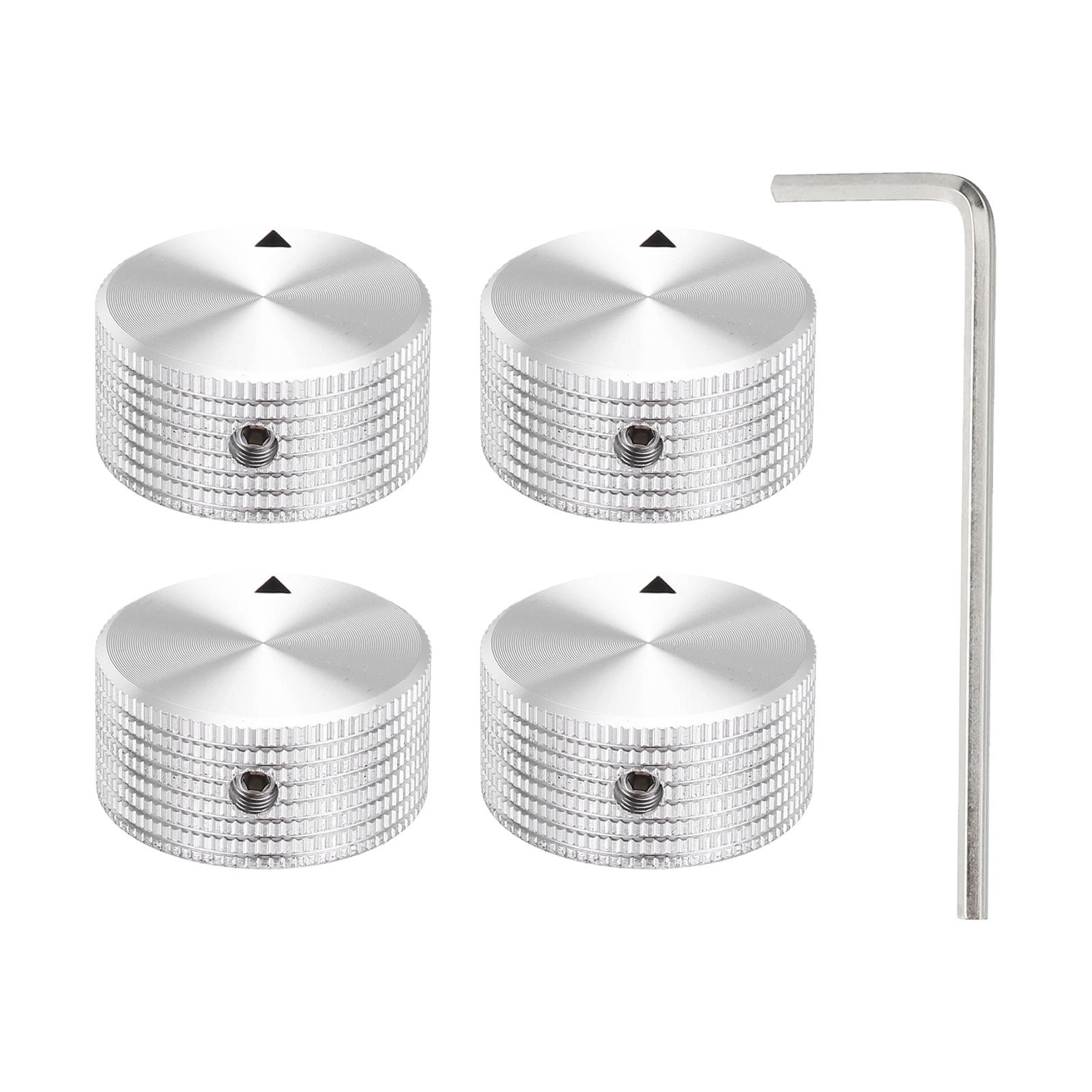 Uxcell 4 Pcs Aluminium Potentiometer Knobs, 1/4" (6mm) Universal Volume Tone Control Knobs with Arrow Indicator for Guitar, Bass, 5/8" Silver