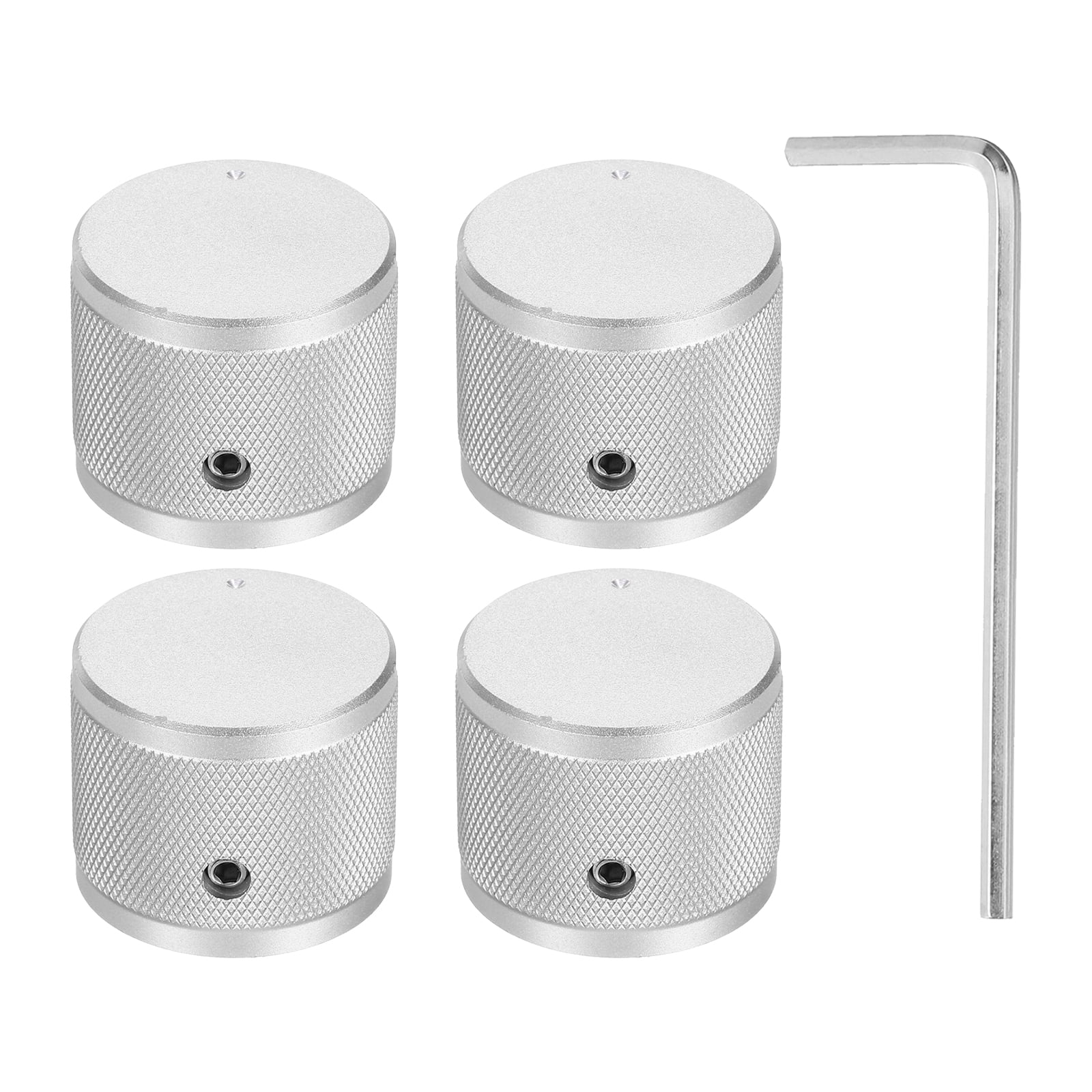 Uxcell 4 Pcs Aluminium Potentiometer Knobs, 1/4" (6mm) Universal Volume Tone Control Knobs with Round Dot Indicator for Guitar, Bass, 1" Silver