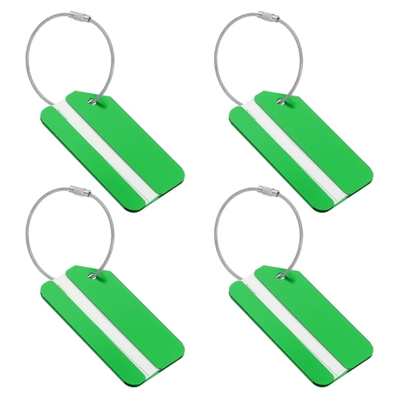 Uxcell 4 Pcs Aluminum Luggage Tags, Suitcase Tags Identifiers Baggage Address Tags Travel ID Bag Labels for Business Trips Office Flying Hotel Check in Travel Accessories, Green