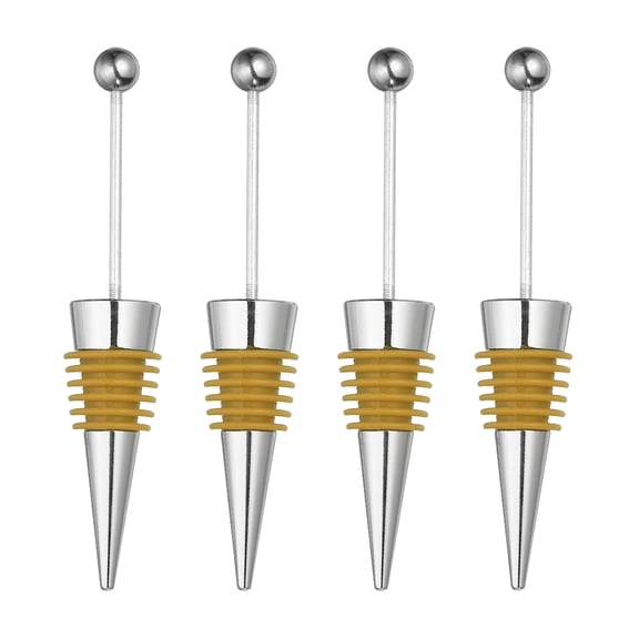 Uxcell 4 Pcs Beads Wine Stopper, Reusable Wine Stoppers Airtight Leak-proof Bottle Plugs Liquor Saver Beer Beverage Glass Bottles Stopper for Bar Holiday Party Home Decor, Yellow