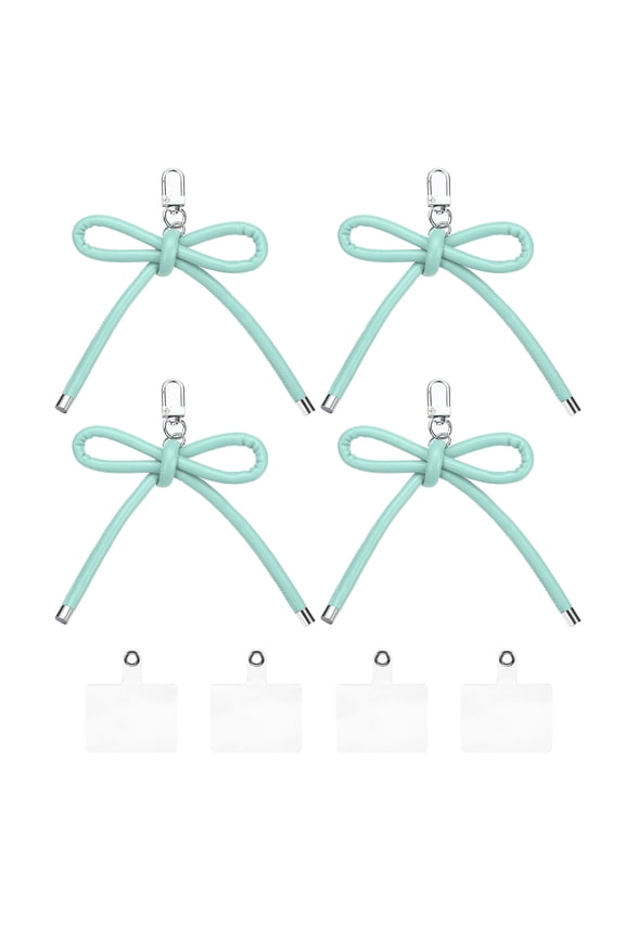 4 Pcs Bow Keychains PU Leather Key Chain Hanging Accessories Pendant Keychain Clip for Women Car Key Phone Charm Purse Bag Backpack Hanging Decorations, Green