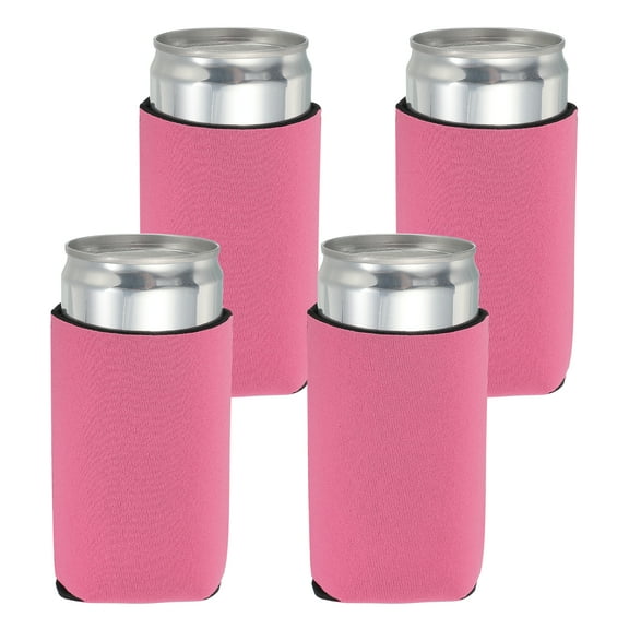 Uxcell 4 Pcs Can Cooler Sleeve, 12oz Insulated Neoprene Beer Bottle Cooler Covers Non-slip Soda Can Sleeves Standard Drink Holder for Beer Soda and Water Bottles, Pink