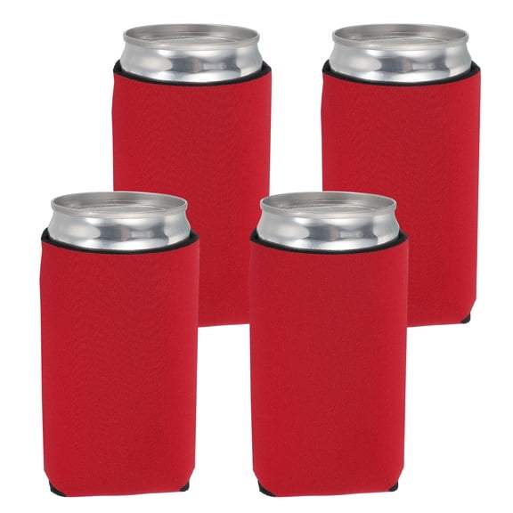 Uxcell 4 Pcs Can Cooler Sleeve, 12oz Insulated Neoprene Beer Bottle Cooler Covers Non-slip Soda Can Sleeves Standard Drink Holder for Beer Soda and Water Bottles, Red