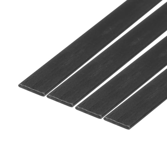 Uxcell 4 Pcs Carbon Fiber Strip 0.6x5mm 500mm Length Pultruded Flat Carbon Fiber Bars Kites, RC Airplane