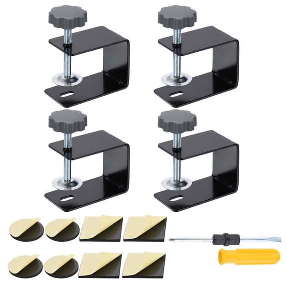 Uxcell 4 Pcs Carbon Steel Table Clamp Mount 2" Hole Dia Desk Lamp Mount Stand Universal Cantilever Bracket C-Clamp with Adjustable Screw for Microphone Arm Lamp, Black