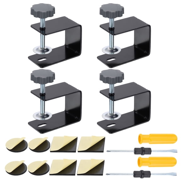 Uxcell 4 Pcs Carbon Steel Table Clamp Mount 2" Hole Dia Desk Lamp Mount Stand Universal Cantilever Bracket C-Clamp with Adjustable Screw for Microphone Arm Lamp, Black