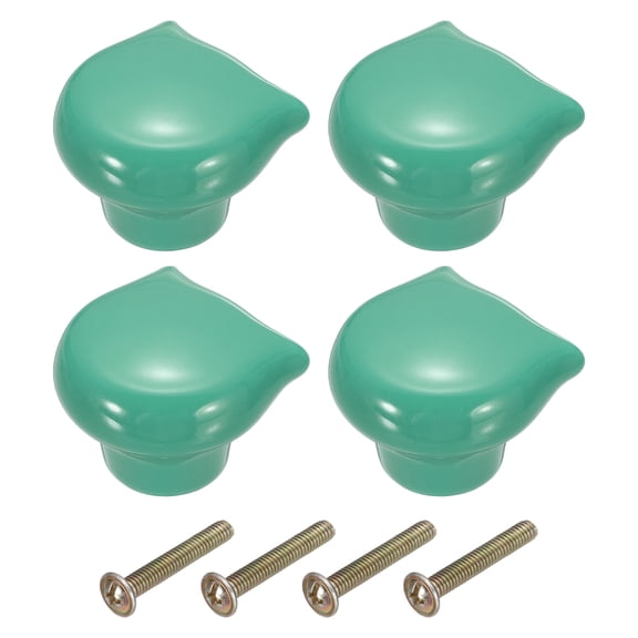 Uxcell 4 Pcs Ceramic Cabinet Knobs, Cat Shape Dresser Knobs Decorative Dresser Pulls Handle with M4 x 25mm Mounting Screws, Suitable for Drawer Closets Cupboards Bookcases, Green