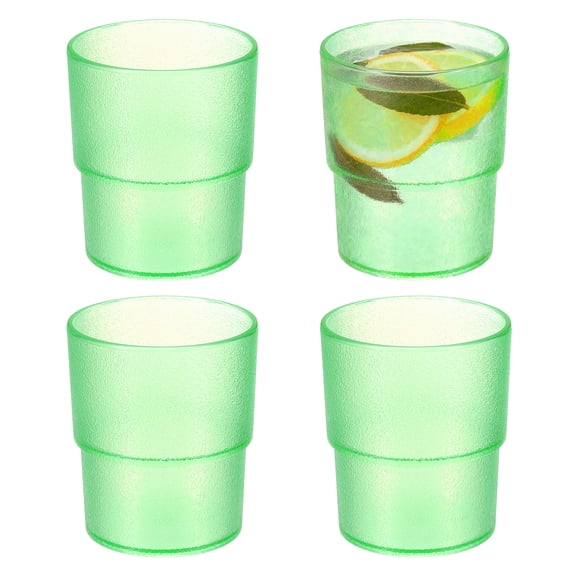 Uxcell 4 Pcs Clear Acrylic Drinking Glasses, 10.1oz Reusable Water Tumblers Matte Texture Water Cup Unbreakable Stackable for Water Juice Beer Cocktail Whiskey, Green
