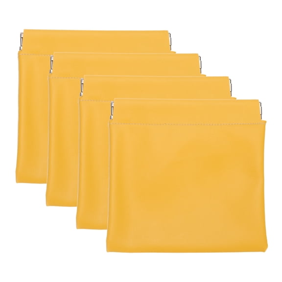 Uxcell 4 Pcs Cosmetic Bag for Purse Makeup Mini Leather Pocket Bag Coin Pouch Yellow
