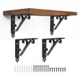 thumbnail image 1 of Uxcell 4 Pcs Decorative Shelf Brackets, 250mm/10 Inch Heavy Duty Floating Shelf Brackets for Wall Bookshelves Shelves Support, Black, 1 of 7