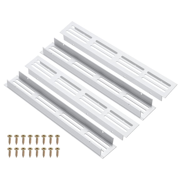 Uxcell 4 Pcs Door Air Vent Cover, 8 x 1.2 (Outer Dimensions) Inch Aluminum Louvered Ventilation Grille Rectangle Toe Kick Vent with Mounting Screws for Shoe Cabinet Wardrobe, Silver