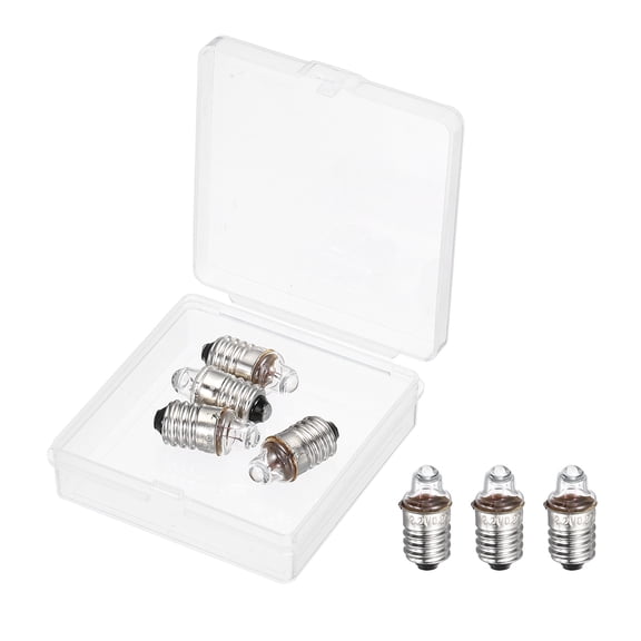 Uxcell 4 Pcs E10 Miniature Screw Base Light Bulbs, 2.2V 0.25A Mini Light Bulbs Flashlight Replacement Lamp 0.55W with Box for Home DIY Circuit Electrical Experiment, Warm Yellow Light