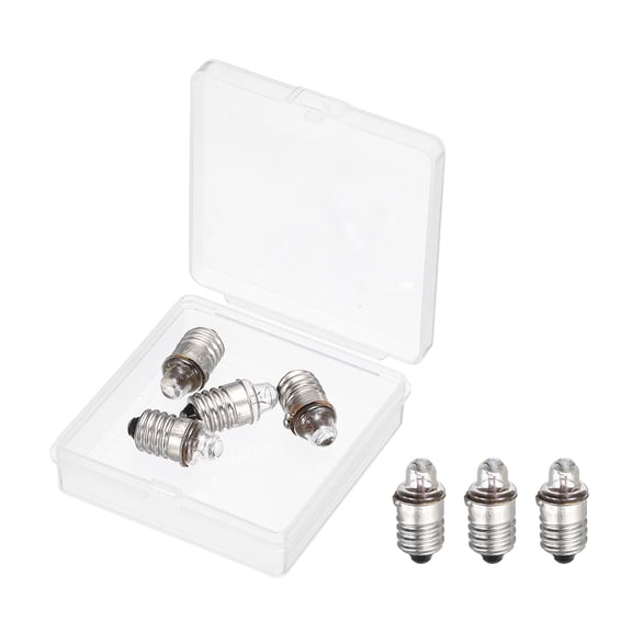 Uxcell 4 Pcs E10 Miniature Screw Base Light Bulbs, 3V 0.3A Mini Light Bulbs Flashlight Replacement Lamp 0.9W with Box for Home DIY Circuit Electrical Experiment, Warm Yellow Light