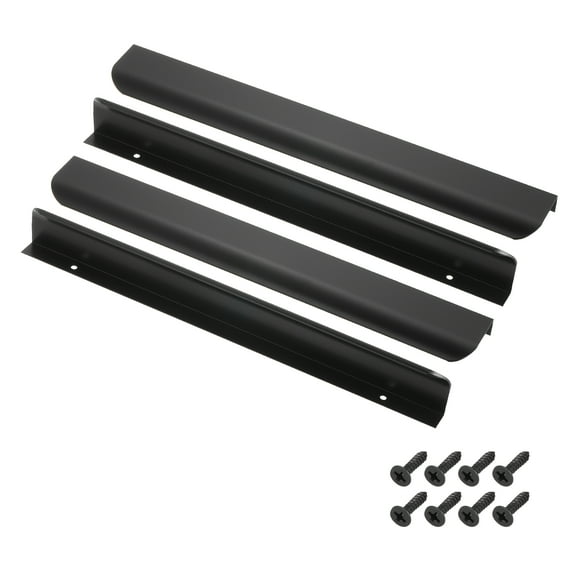 Uxcell 4 Pcs Finger Pulls for Cabinets, 12 Inch Aluminum Alloy Edge Cabinet Pulls Finger Handle Flat Hidden Back Mount for Dresser Wardrobe Drawers Door Hardware, Black