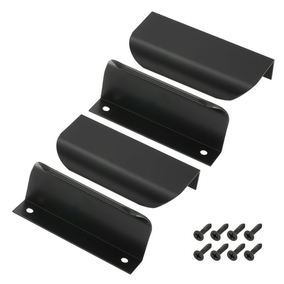 Uxcell 4 Pcs Finger Pulls for Cabinets, 3 Inch Aluminum Alloy Edge Cabinet Pulls Finger Handle Flat Hidden Back Mount for Dresser Wardrobe Drawers Door Hardware, Black