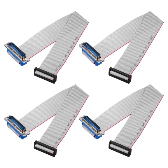 Uxcell 4 Pcs Flat Ribbon Cable, 2.54mm Pitch 31mm Width 30cm Long 26 Pin Male DB25 to FC-26 Flat Ribbon Connector with Fixed Screws for PC, LED Displays