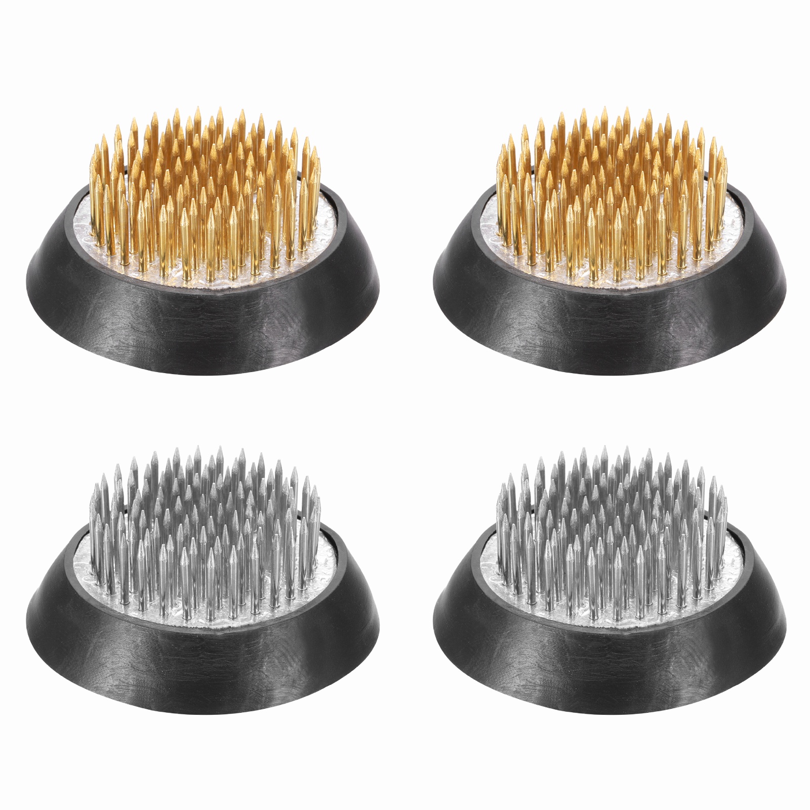Uxcell 4 Pcs Floral Frogs Kenzan, 2 Inch Round Brass Steel Flower Arrangement Holder, Arranger Pin Fixed Tool for Vase Centerpiece, Wedding, Home Decoration, Brass/Silver
