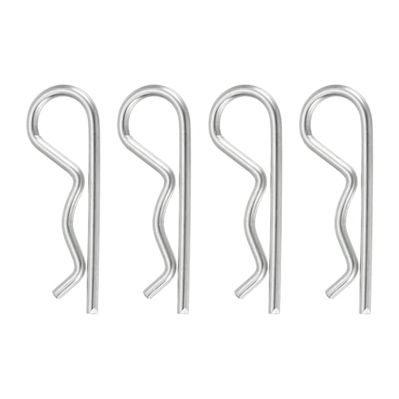 Uxcell 4 Pcs Hitch Pin Clip, 4mm x 75mm R Clips 304 Stainless Steel Retaining Wire Hair Pins Cotter Pin Assortment Kit Clips for Trailer Tractors Mower Carts Truck Pin Clip, Silver