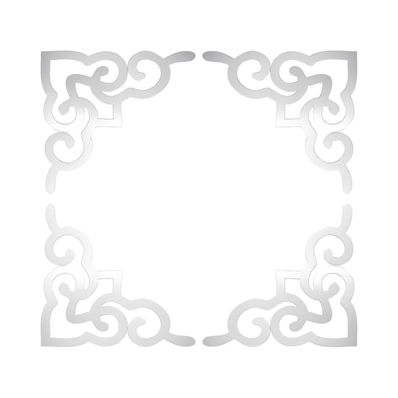 Uxcell 4 Pcs Hollow Mirror Wall Stickers, Acrylic Corner Decor Stickers Self Adhesive Mirror Stickers for Bathroom Living Room Bedroom Ceiling Office Decal (Silver Tone, 7.9 x 7.9")