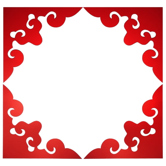 Uxcell 4 Pcs Hollow Mirror Wall Stickers, Acrylic Corner Decorative Pattern Decals Self Adhesive Mirror Stickers for Bathroom Living Room Bedroom Ceiling Office (Wine Red, 7.9x7.9")