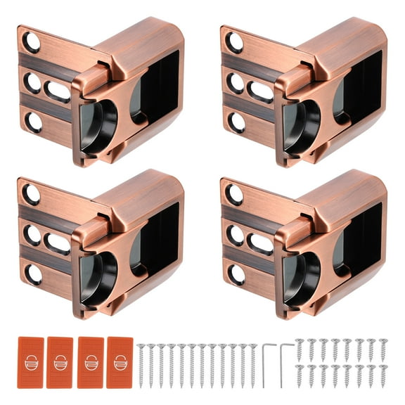 Uxcell 4 Pcs Home Security Door Lock, Child Proof Door Reinforcement Lock Latch, Upgraded Safety Night Lock Extra Protective Door Lock for Inward Swinging Door, Bronze