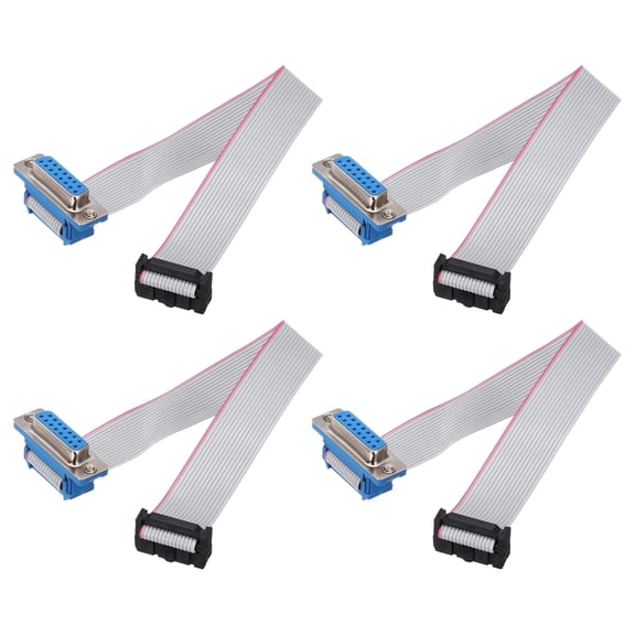 Uxcell 4 Pcs IDC Flat Ribbon Cable, 2.54mm Pitch 19mm Width 20cm Long 16 Pin Female DB15 to FC-16 Flat Ribbon Connector Jumper Wire for PC, LED Displays
