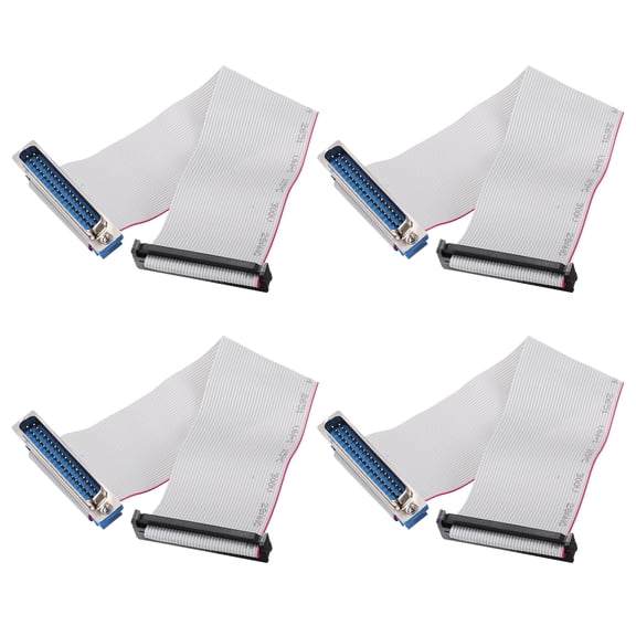 Uxcell 4 Pcs IDC Flat Ribbon Cable, 2.54mm Pitch 47mm Width 20cm Long 40 Pin Male DB37 to FC-40 Flat Ribbon Connector Jumper Wire for PC, LED Displays