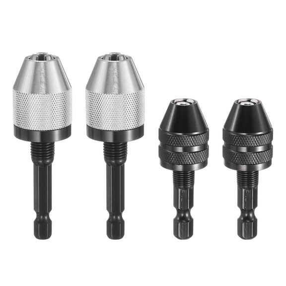 Uxcell 4 Pcs Keyless Drill Chuck Set 1/4" Chuck Conversion Adapter 0.3 - 6.5 mm